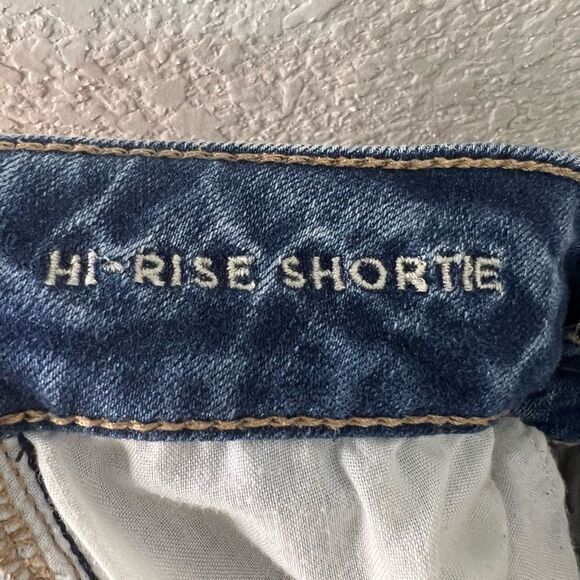 American Eagle Womens Blue Hi-Rise Shortie Next Level Stretch Distressed Size 0‎ - Picture 6 of 8